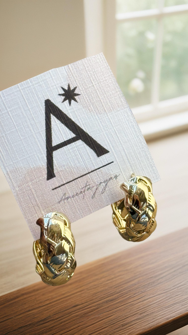 Producto - Aritos trenzados ACERO DORADO AA214