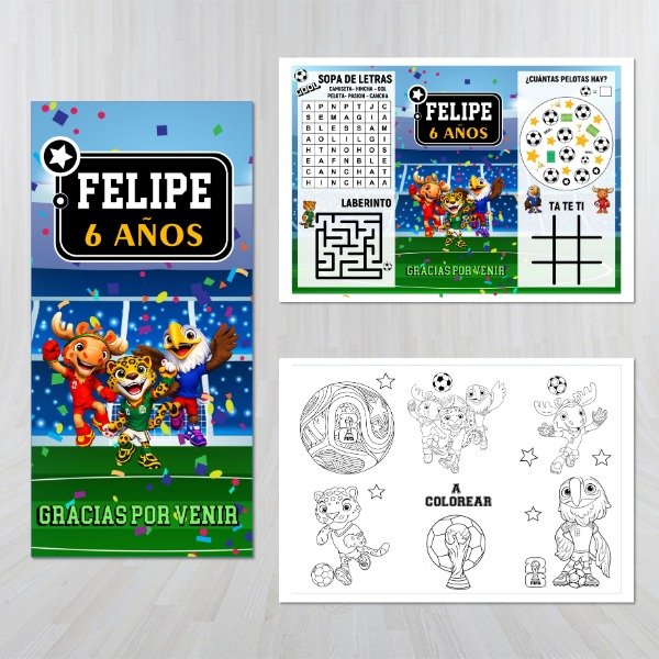 Producto - Tríptico Imprimible Juegos Souvenirs Mascotas Mundial 2026 - 4
