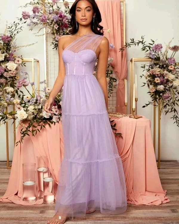 Vestido importado con corsét lila talle XS — imagen 4