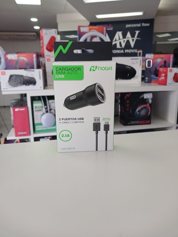 Producto - Cargador USB 2.1A 2 Puertos Con Cargador Micro USB Noga CAR USB 20