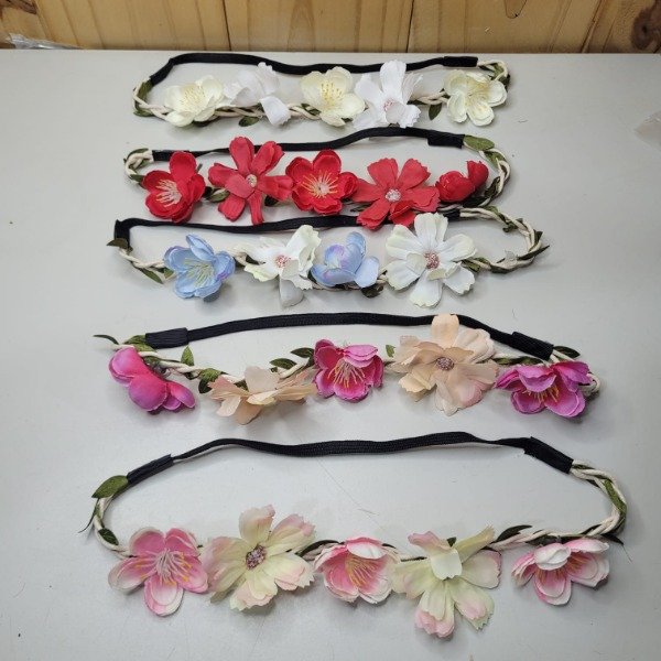 Producto - Vincha elástica con flores x6u.
