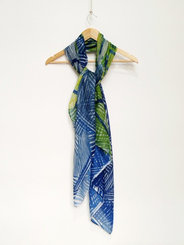Producto - Pañuelo Mega -estampa Entrelíneas verde y azul-