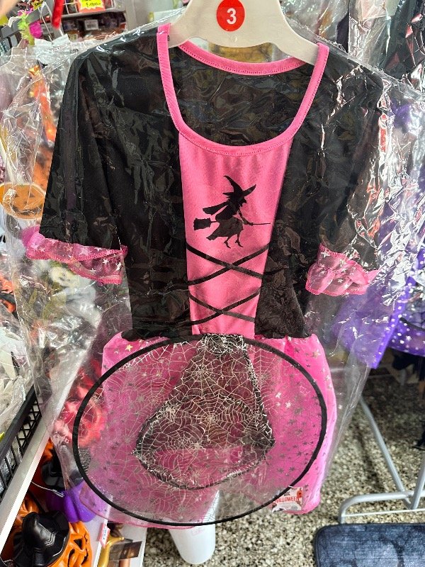 Producto - Disfraz completo bruja con sombrero Halloween Rosa - 0