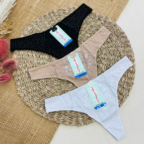 Producto - Art 865 - WHISPERSLEELA - PACK X3 Colaless Algodon con Lycra Punt con Puntilla