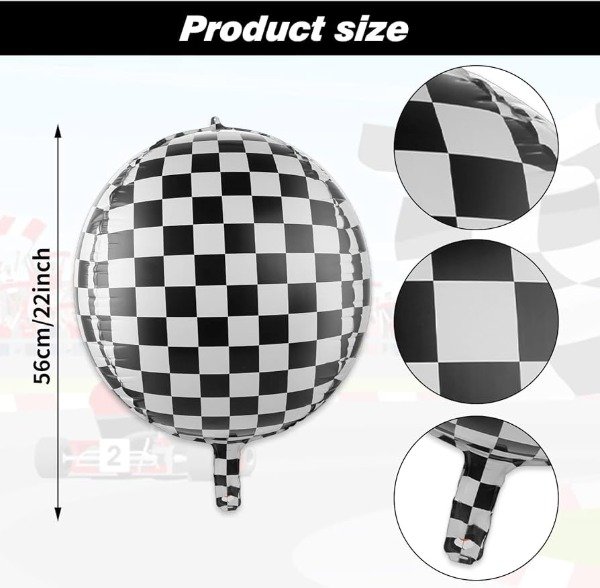 Producto - Globo metalizado x45cm "Bandera de Carreras"