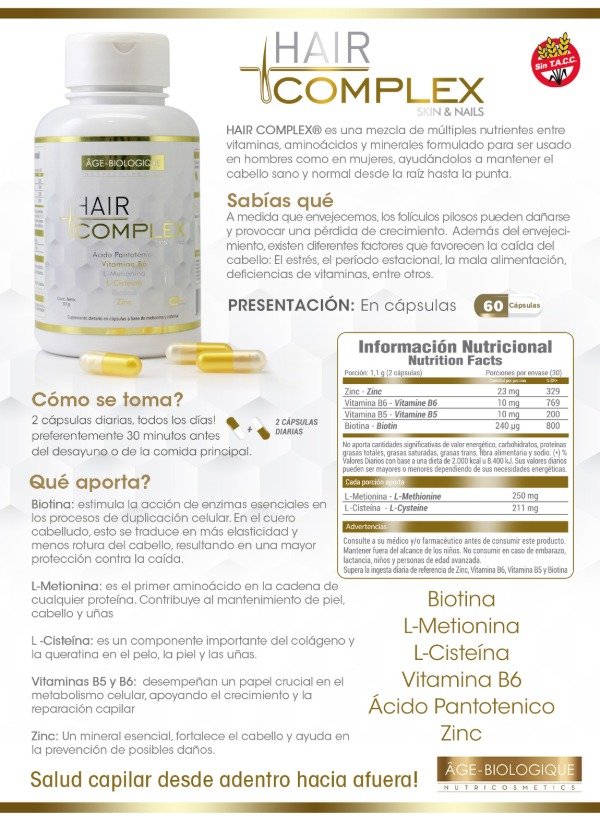 Producto - Hair Complex 60 Tabs Age Biologique Skin And Nails Con Biotina - 2