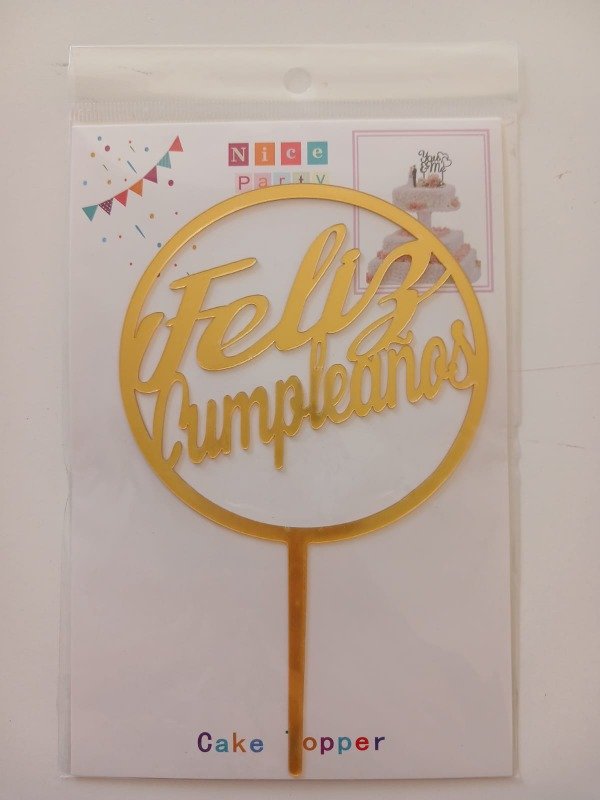 Producto - Cake Topper Acrílico "FC" Dorado M08