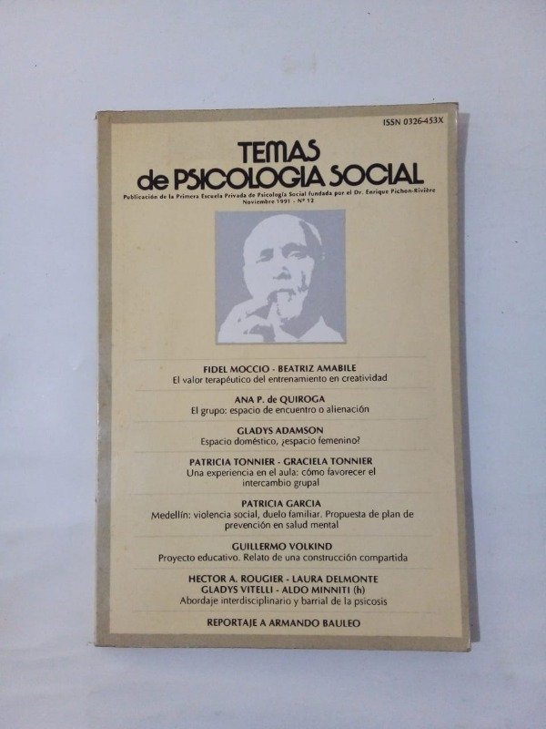 Producto - Temas de psicología social #12 - Noviembre 1991 - P de Quiroga Moccio Volkind
