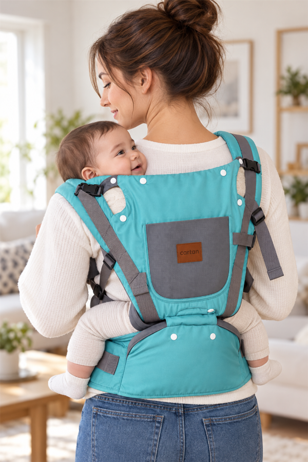 Producto - Mochila porta bebe Cartan turquesa y gris - 3
