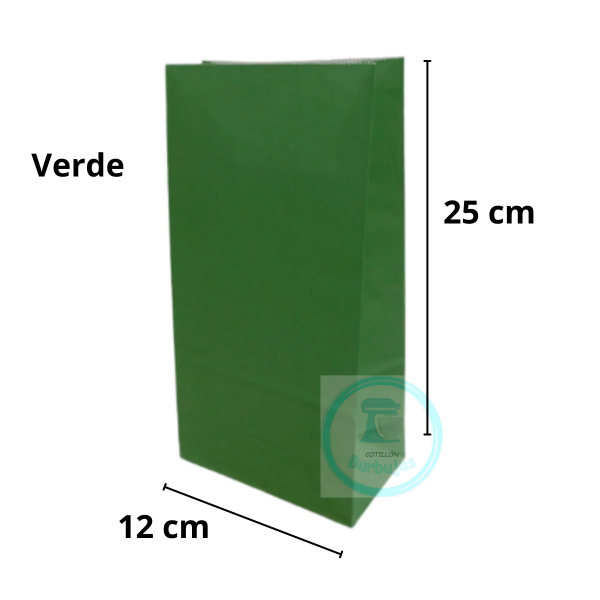 Producto - Bolsas de Papel con Fuelle Verde x 10