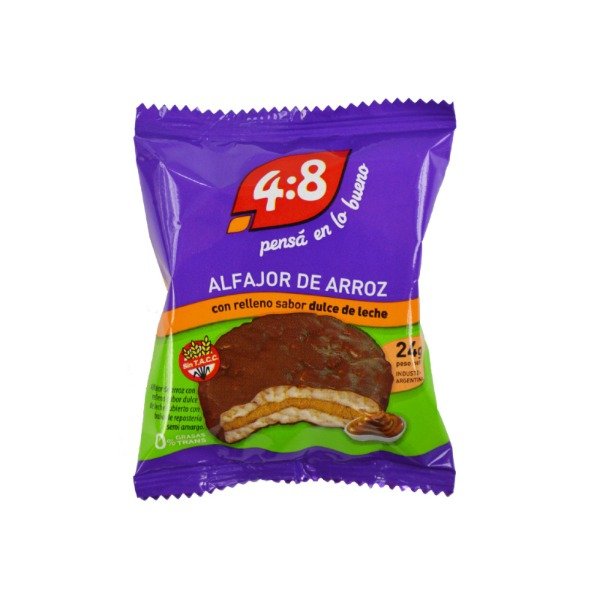 Producto - ALFAJOR DE ARROZ Negro Sabor DULCE de LECHE SIN TACC 24g x 12 uni 4 8 GALLETAS