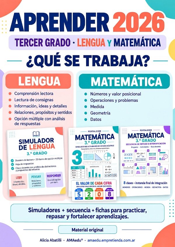 Producto - APRENDER 2026 - TERCER GRADO - LENGUA Y MATEMÁTICA - 2