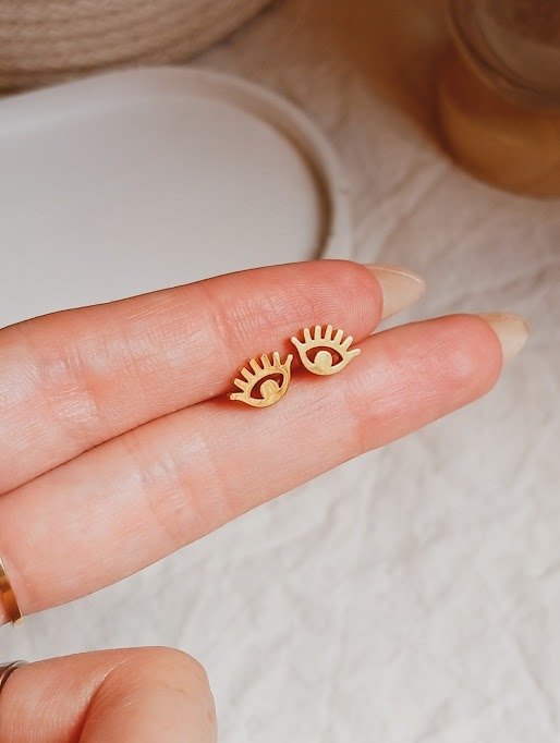 Producto - Aros OJITOS - Acero dorado