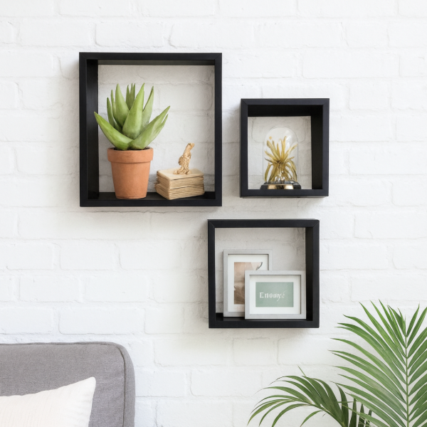 Producto - Set x3 Cubos Flotantes Madera Negro