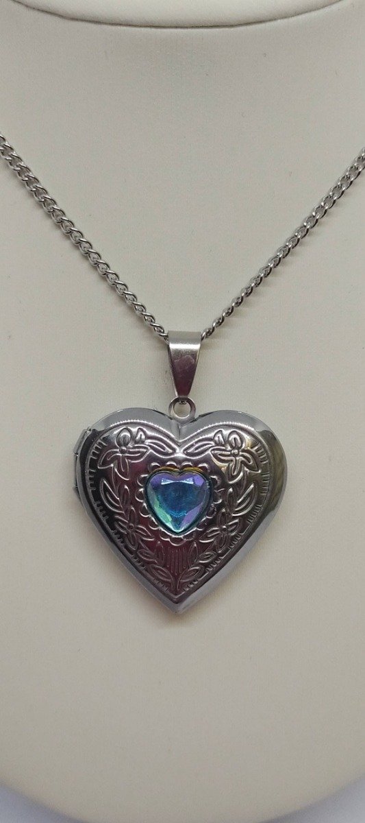 Producto - Relicario corazon celeste