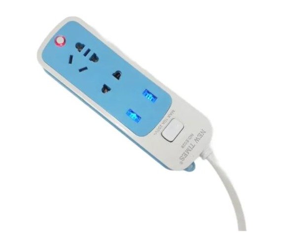 Producto - Zapatilla adaptador prolongador 2 tomas 2 USB New Times