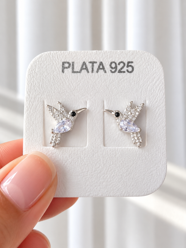 Producto - Aros colibrí con CUBICS blanco (13mm) - 0