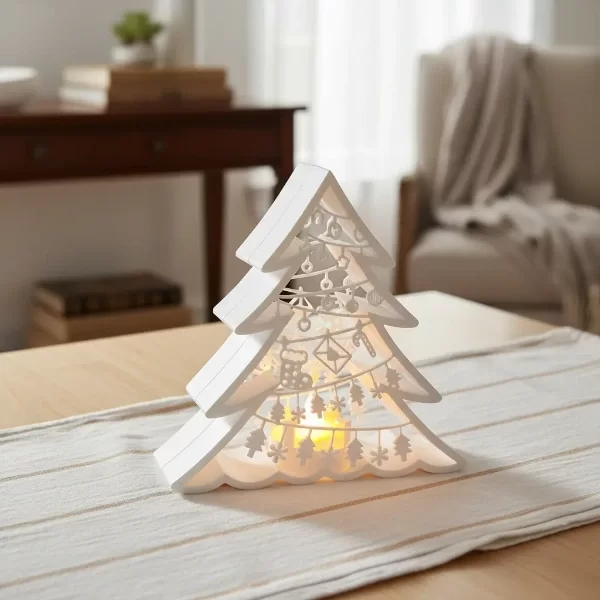 Producto - Pinito Navideño Con Vela De Led - Centro De Mesa