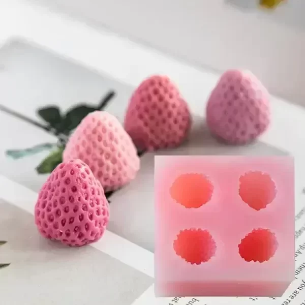 Producto - Molde silicona 4 frutillas grandes 3D - 3