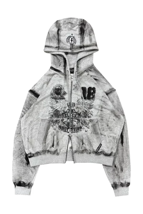 Producto - STAINED ZIP HOODIE GREY
