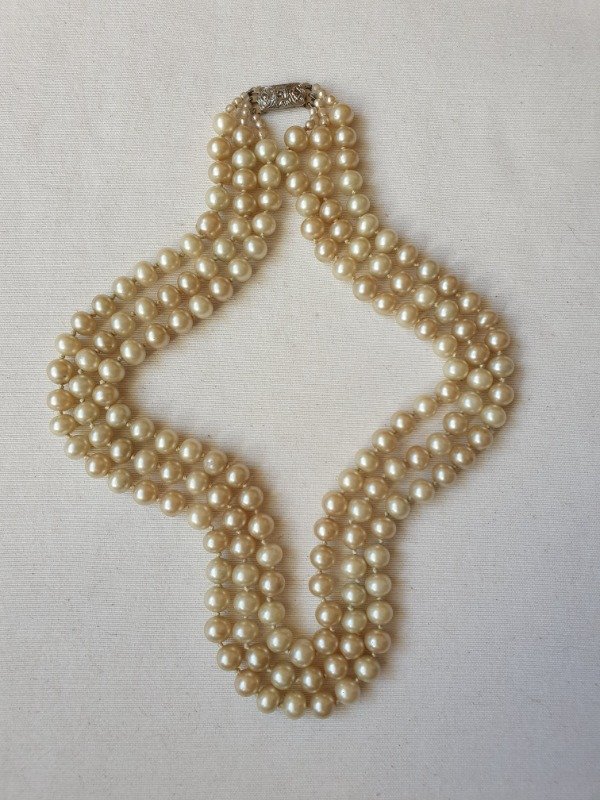 Producto - Collar de Perlas Satin Enfiladas Tres Vueltas Broche Plata - 7