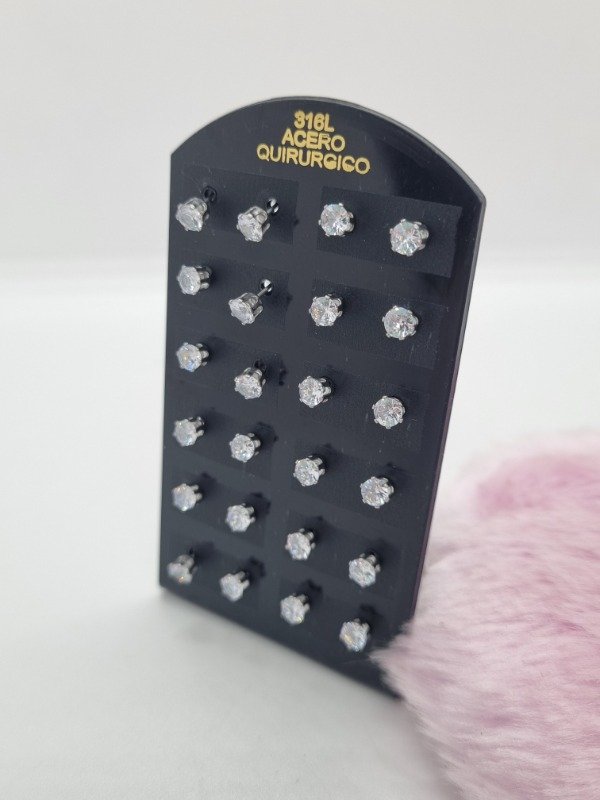 Producto - Blister aros acero quirúrgico pasante punto strass plat
