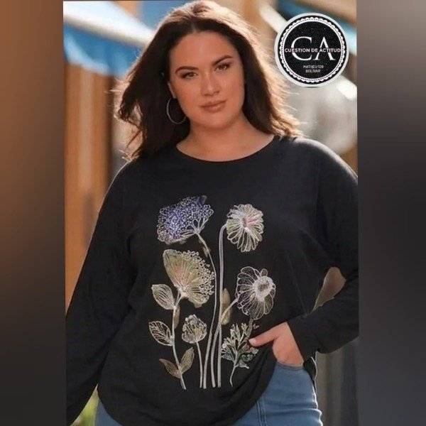Producto - Remera Estampa Flores en Algodón Premium. Talle 8(50/54)