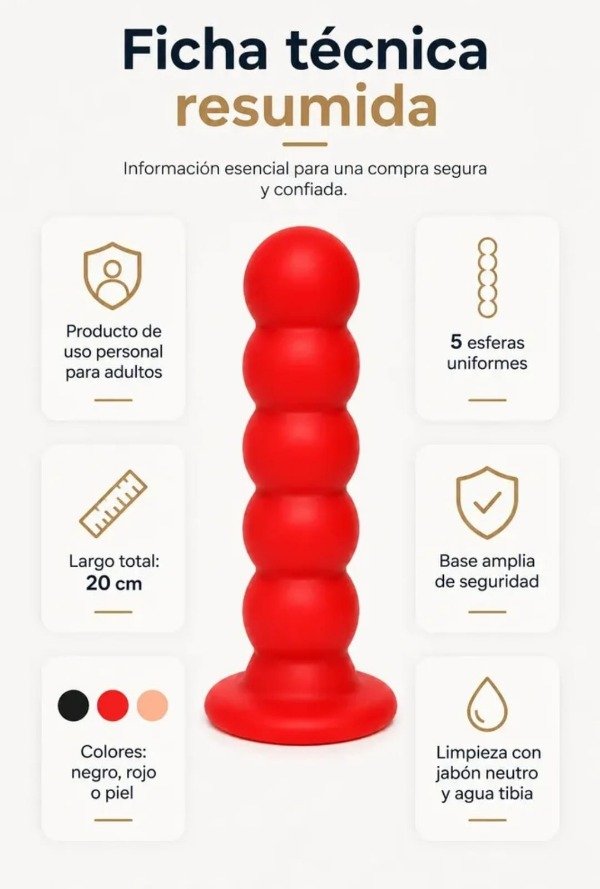 Producto - DILDO DE SILICONA XXL CON 5 ESFERAS CON VENTOSA 20 X 5 CM - 1