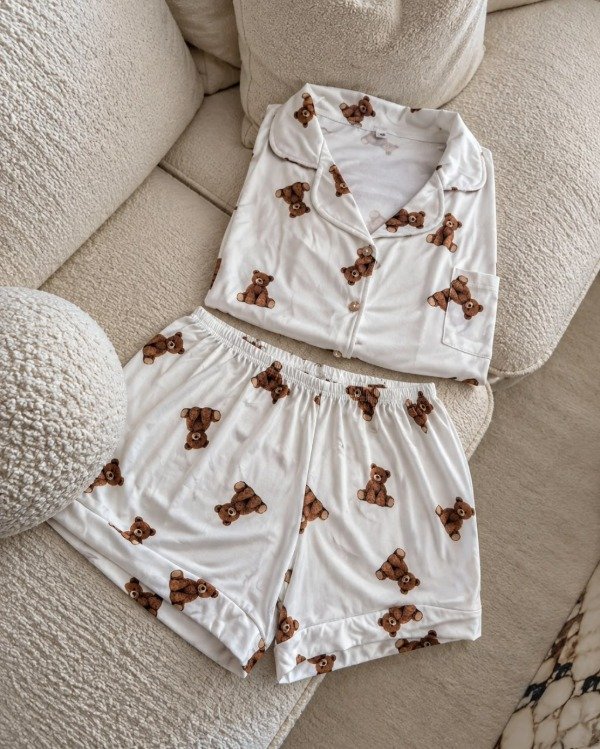 Producto - Pijama camisero corto - Blanco Teddy - 1