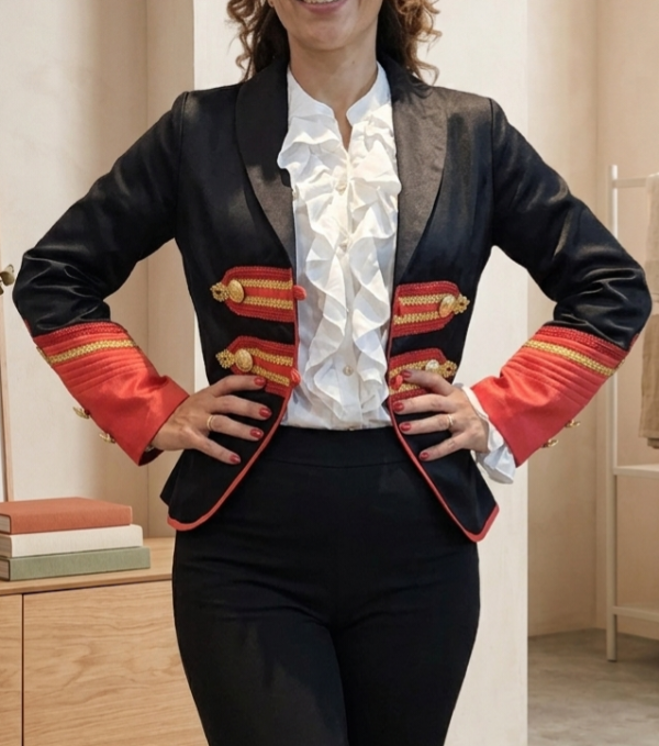 Producto - CHAQUETA NAPOLEON CON DETALLES ROJOS Y DORADOS TM/L