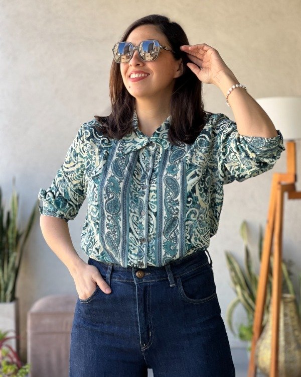Producto - Camisa Clásica Petróleo y Hueso  M a XL
