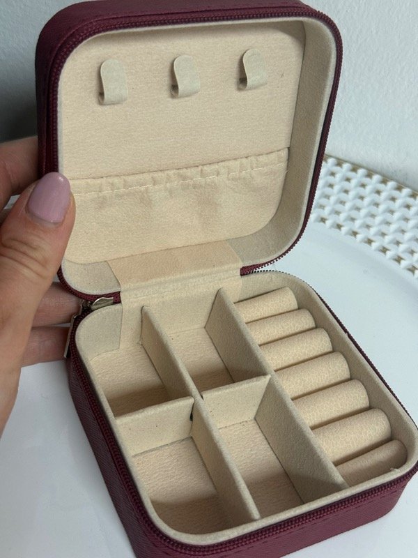 Producto - J002 Joyero cuadrado color bordo 10x10 cm