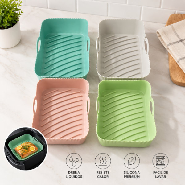 Producto - MOLDE RECTANGULAR DE SILICONA PARA FREIDORA 20X13X6CM