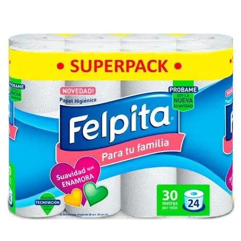 Producto - FELPITA PAPEL HIGIENICO BLANCO 30M X24U