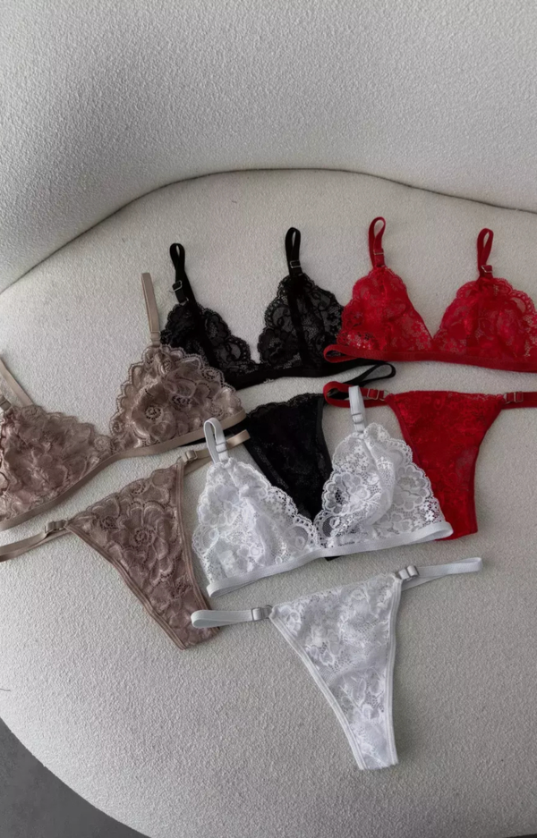 Producto - Conjunto clásico encaje blanco/negro rojo/nude/natural
