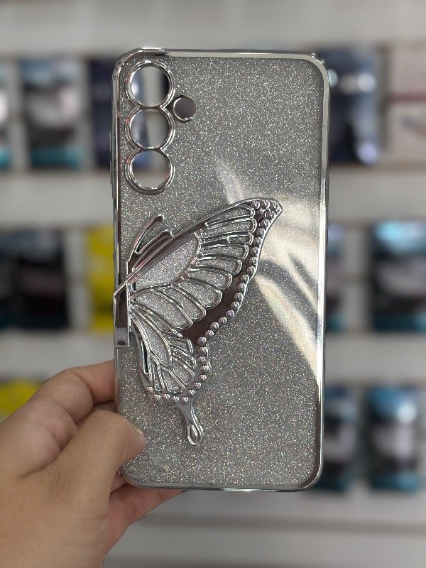 Producto - Case mariposa plateada A15