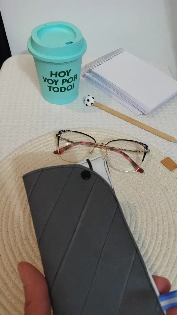 Producto - ESTUCHE PORTA ANTEOJOS GRIS CON NEGRO - 1