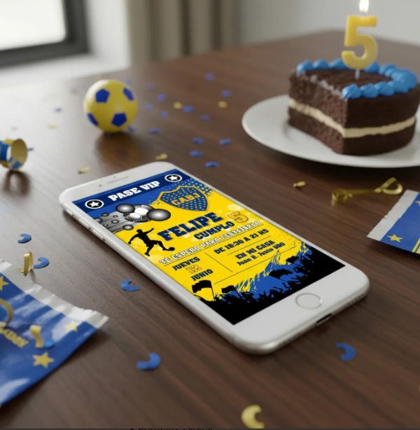 Producto - Invitación Digital Tarjeta Para Personalizar Boca Juniors - 4