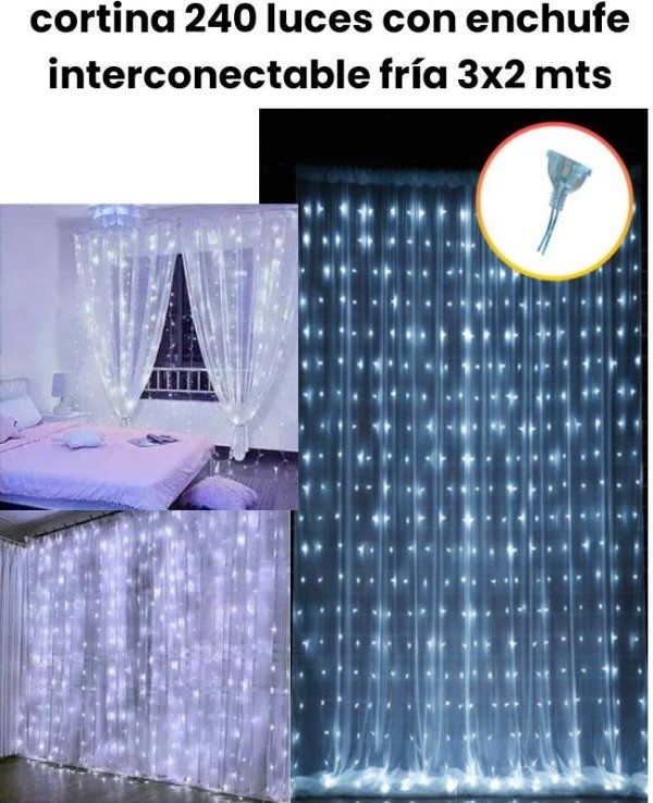 Producto - Cortina de luces 3x2 mts fría interconectable