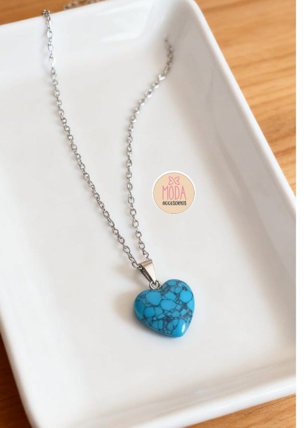 Producto - Collar corazón piedra turquesa