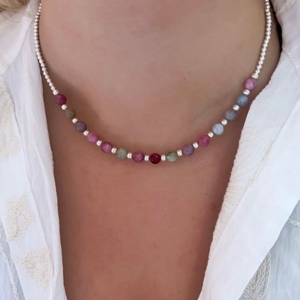 Producto - Gargantilla Mix Ágatas y bolitas Plata 900