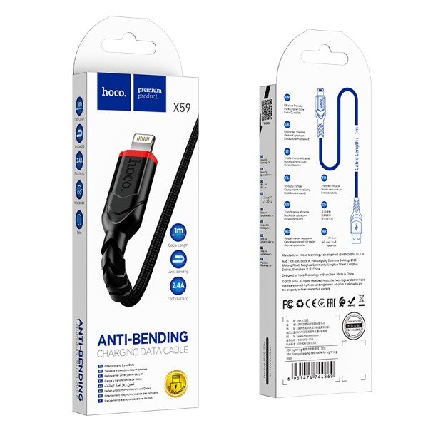 Producto - HOCO - X59 Cable Lighting - iPhone (2M) - 0