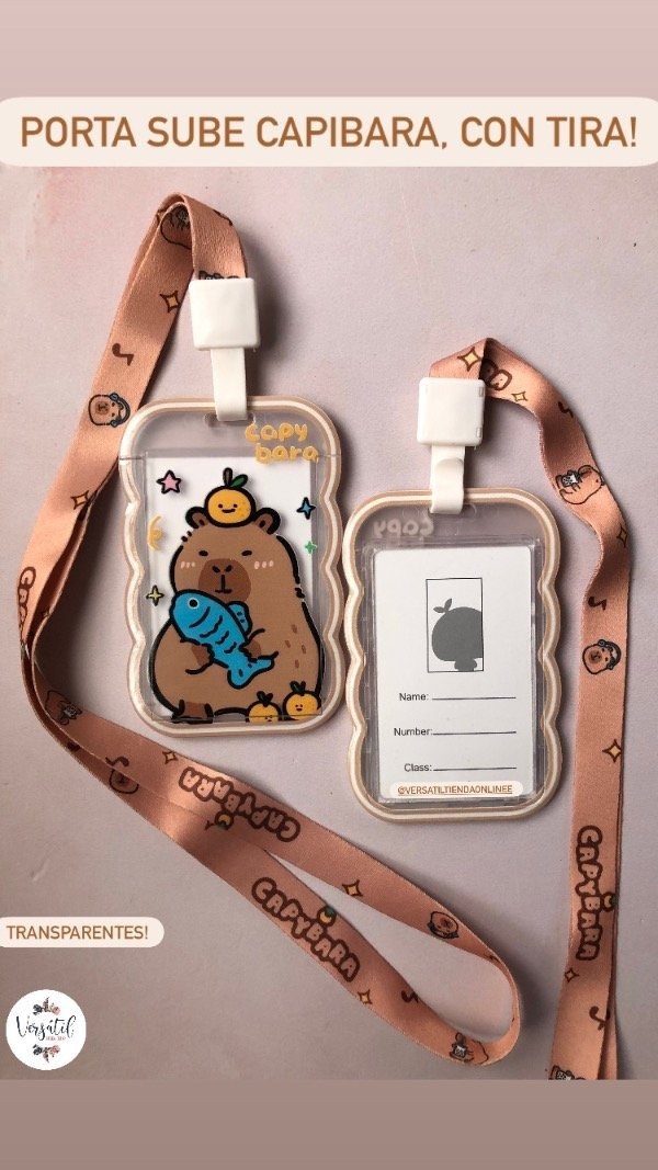 Producto - Porta sube capibara, con tira! transparente ideal regalo
