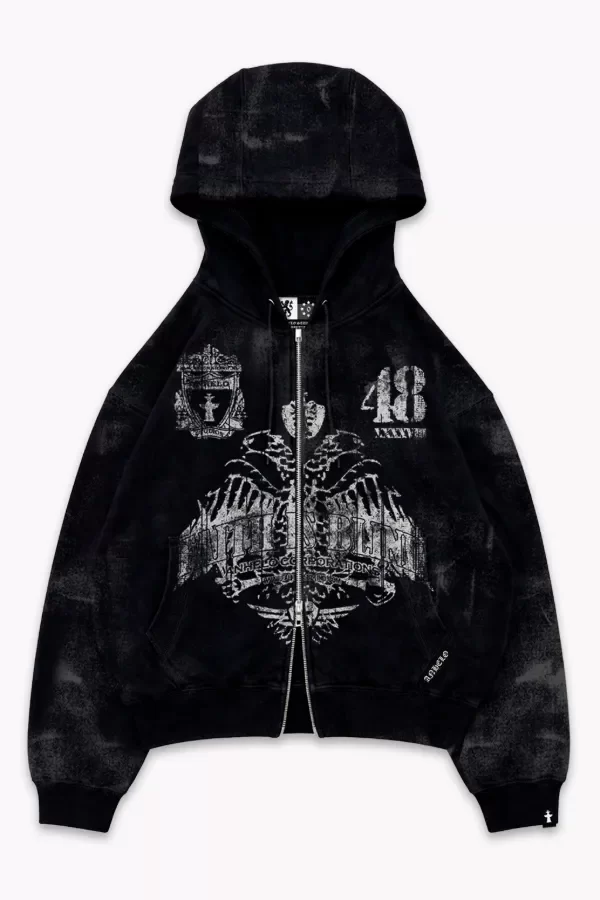 Producto - STAINED ZIP HOODIE BLACK - 0