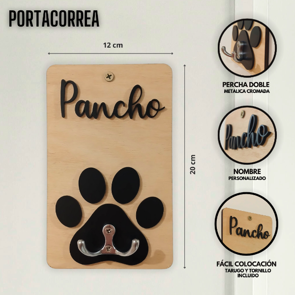 Producto - Portacorrea con huella y nombre personalizado