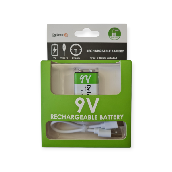 Producto - Batería recargable Deleex 9V con puerto Type-C
