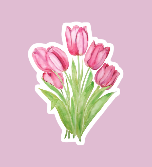 Producto - Sticker individual aesthetic tulipanes rosas