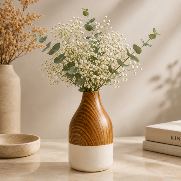 Producto - FLORERO CERÁMICA SIMIL MADERA