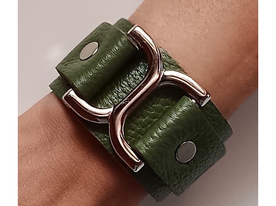 Producto - Brazalete Martha verde oliva cuero