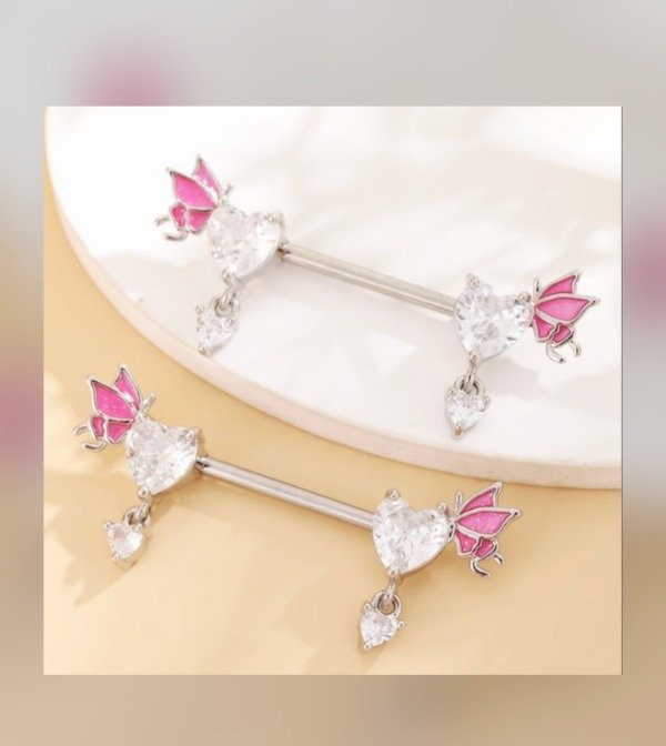 Producto - Corazones engarzados detalle mariposa!!